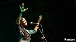 Singer Awa Ly performs on stage at the Saint Louis Jazz Festival in Saint Louis, Senegal, June 18, 2021. Picture taken June 18, 2021. REUTERS/Cooper Inveen.