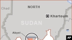 The disputed Abyei region, highlighted above in red, is among the sticking points between north and south Sudan