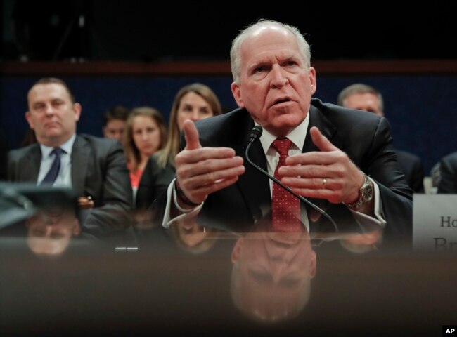 FILE - Former CIA Director John Brennan testifies on Capitol Hill in Washington, May 23, 2017.