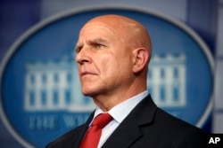 National security adviser H.R. McMaster listens during the daily press briefing at the White House in Washington, July 31, 2017.