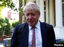 Former British Foreign Secretary Boris Johnson, who is running to succeed Theresa May as prime minister, leaves his home in London, May 30, 2019.