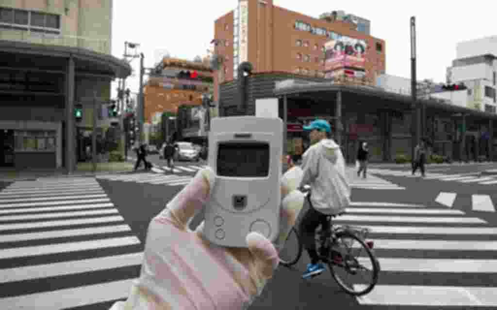 Greenpeace radiation expert monitors the radiation near Namie village, 40 kms from the stricken Fukushima Dai-Ichi nuclear plant, April 8 2011
