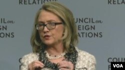 克林頓在外交關係協會演說(VOA視頻截圖) 
