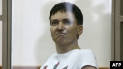 Hunger-striking Ukrainian military pilot Nadiya Savchenko, accused of involvement in the killing of two Russian journalists in war-torn Ukraine, delivers her final statement to the court in the southern Russian town of Donetsk, on March 9, 2016.