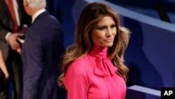 Melania Trump, wife of Donald Trump, arrives before the second presidential debate Oct. 9, 2016.