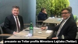 Miroslav Lajčak (L) i Metju Palmer (D) u Briselu (Foto: Tviter profil Miroslava Lajčaka)