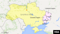 Peta wilayah Donetsk dan Luhansk, Ukraina.