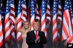 Ivanka Trump, daughter of Republican presidential nominee Donald J. Trump, waves as she walks off stage after introduction her father during the final day of the Republican National Convention in Cleveland, July 21, 2016.