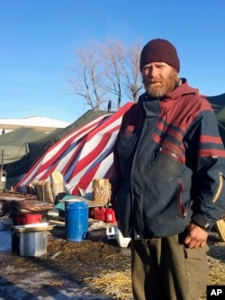 Bryce Peppard, from Oregon, is one of few remaining at the Dakota Access oil pipeline protest camp.
