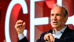 British computer scientist Tim Berners-Lee, best known as the inventor of the World Wide Web, delivers a speech during an event at the CERN in Meyrin near Geneva, Switzerland, Tuesday March 12, 2019 marking 30 years of World Wide Web. (Fabrice Coffrini/Po