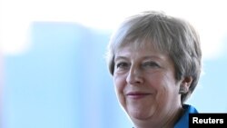 Perdana Menteri Inggris Theresa May saat menghadiri Konferensi Partai Konservatif di Birmingham, Inggris, 29 September 2018.