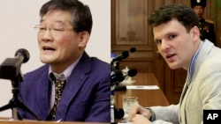 북한에 억류 중인 미국인들. 한국계 미국인 김동철 목사(왼쪽)와 대학생 오토 프레데릭 웜비어.