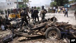 지난달 31일 소말리아 수도 모가디슈의 정부 청사 주변에서 차량폭탄테러가 발생했다. (자료사진)