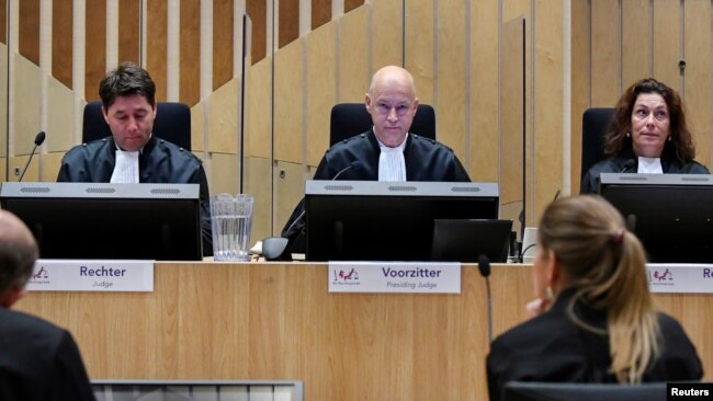 Các thẩm phán Hà Lan xét xử vụ chuyến bay MH17 bị bắn hạ (ảnh tư liệu, tháng 9/2020). 