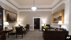 The newly renovated West Wing Lobby of the White House is seen in Washington, Aug. 22, 2017, during a media tour.