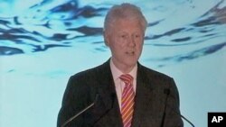 Former US President Bill Clinton, who created the Clinton Global Initiative, a development fund, praises all of the Hult competition finalists for offering practical solutions, and asks how they'll make it a reality, April 28, 2011