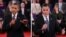 In a photo combo, President Barack Obama, left, and Republican presidential nominee Mitt Romney address the audience during the second presidential debate at Hofstra University, Oct. 16, 2012, in Hempstead, N.Y. 