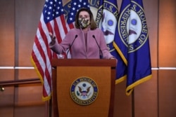 U.S. Speaker of the House Nancy Pelosi, Democrat of California, speaks during her weekly press briefing on Capitol Hill in Washington, Jan. 21, 2021.