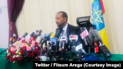 Le Premier ministre éthiopien, Abiy Ahmed, lors de sa première conférence de presse, à Addis Abeba, Ethiopie, 25 août 2018. (Twitter/ Fitsum Arega) 