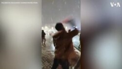 Syrians Play in Rare Snowstorm in Damascus