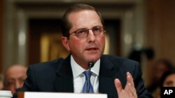 Alex Azar, President Donald Trump's nominee to become Secretary of Health and Human Services, testifies during a Senate Health, Education, Labor and Pensions Committee confirmation hearing on Capitol Hill in Washington, Nov. 29, 2017.