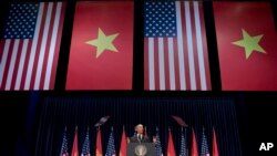 FILE - U.S. President Barack Obama speaks at the National Convention Center in Hanoi, Vietnam, May 24, 2016.