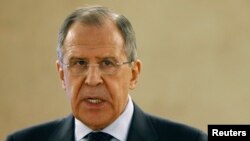 FILE - Russian Foreign Minister Sergei Lavrov recommends pulling back smaller-caliber weapons from the front lines of the Ukraine conflict. 