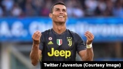 Cristiano Ronaldo lors du match entre sa nouvelle équipe, la Juventus Turin, contre Chievo à Vérone, Italie, 18 août 2018. (Twitter/Juventus)