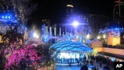 Vancouver's Olympic Village at night