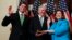 FILE - Speaker of the House Paul Ryan, R-Wis. (L), Representative-elect Karen Handel, R-Ga.(R), and her husband Steve Handel participate in a ceremonial swearing-in on Capitol Hill in Washington, June 26, 2017. 