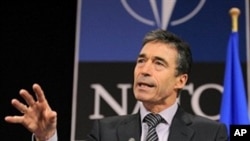 NATO Secretary General Anders Fogh Rasmussen gives a joint press on the eve of the meeting Foreign Affairs NATO Council, 2 Dec 2009