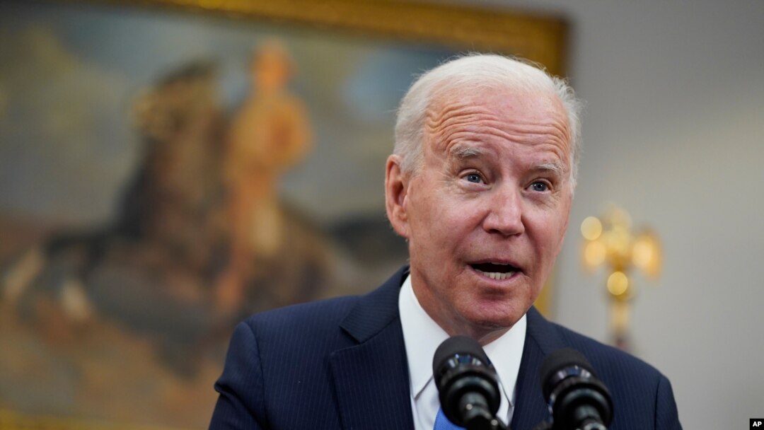 FILE - President Joe Biden speaks in the Roosevelt Room of the White House in Washington, May 13, 2021.