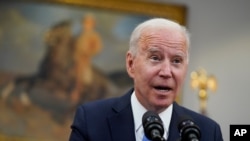 FILE - President Joe Biden speaks in the Roosevelt Room of the White House in Washington, May 13, 2021.