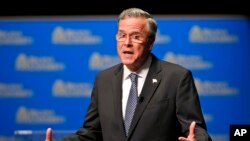 Republican presidential candidate Jeb Bush speaks during a presidential candidate forum at Regent University in Virginia Beach, Virginia, Oct. 23, 2015.