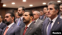 نچیروان بارزانی، رئیس اقلیم کردستان عراق؛ علی الزیدی، نخست‌ وزیر عراق؛ و هیبت حلبوسی، رئیس پارلمان عراق (روز حاکمیت ملی عراق، پنجشنبه ۹ مهر)