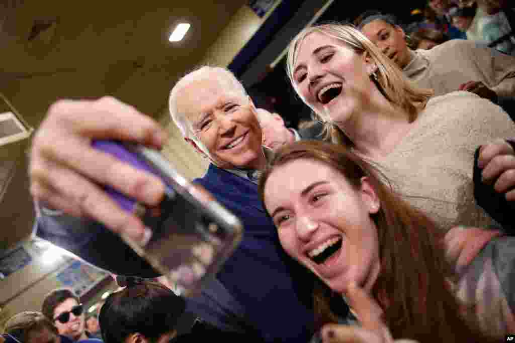 Democratic presidential candidate former Vice President Joe Biden, during a campaign event at St. George Greek Orthodox Cathedral, Feb. 10, 2020, in Manchester, N.H. 