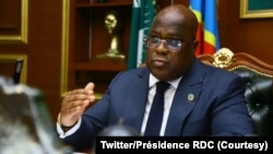 Le président Felix Tshisekedi dans son bureau à la Cité de l'Union africaine, Kinshasa, le 20 juillet 2021.