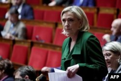 FILE—President of the French far-right Rassemblement National (RN) parliamentary group Marine Le Pen at the French National Assembly in Paris on April 9, 2024.