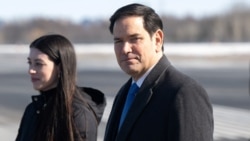 US Secretary of State Marco Rubio disembarks from a military airplane upon arrival at Quebec City Jean Lesage International Airport as he travels to a G7 Foreign Ministers meeting March 12, 2025. 