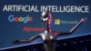 Logo Google, Microsoft, dan Alfabet serta kata-kata Kecerdasan Buatan AI dalam sebuah ilustrasi, 4 Mei 2023. (Foto: REUTERS/Dado Ruvic)