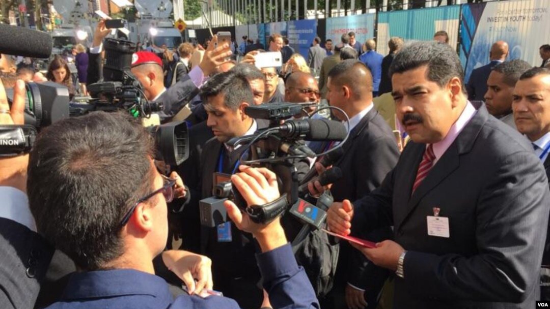 Nicolas Maduro a su llegada a Nueva York. [Foto: Ramón Taylor, VOA].