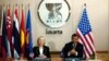  Clinton, left, speaks with ASEAN Secretary-General Surin Pitsuwan during a meeting at the ASEAN Secretariat in Jakarta, Indonesia Tuesday, Sept. 4, 2012. (AP Photo/Jim Watson, Pool)