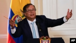 El presidente de Colombia, Gustavo Petro, durante una conferencia de prensa. 