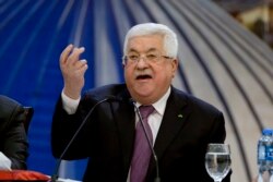 Palestinian President Mahmoud Abbas speaks after a meeting of the Palestinian leadership in the West Bank city of Ramallah, Jan. 22, 2020. President Abbas said "a thousand no's" Tuesday to the Mideast peace plan announced by President Trump.