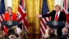 FILE - British Prime Minister Theresa May listens as U.S. President Donald Trump speaks during their joint news conference at the White House in Washington, January 27, 2017.