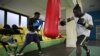 Boxers train at a gym near the sports stadium, Accra, Ghana, Sept. 10. (Chris Stein/VOA)