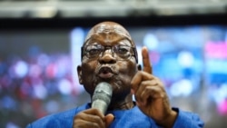 FILE - Former South African President Jacob Zuma speaks during his visit to the Shekainah Healing Ministries in Philippi, where he campaigns for a new party, uMkhonto We Sizwe, for the upcoming election, in Cape Town, South Africa, March 10, 2024.