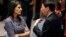 U.S. Ambassador to the United Nations Nikki Haley talks with Chinese deputy ambassador Wu Haitao, Dec. 22, 2017, at United Nations headquarters ahead of a vote on proposed new sanctions against North Korea.