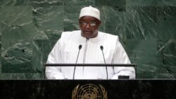 FILE - Gambia's President Adama Barrow addresses the 73rd session of the U.N. General Assembly, Sept. 25, 2018, at U.N. headquarters in New York.