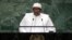 FILE - Gambia's President Adama Barrow addresses the 73rd session of the United Nations General Assembly, Sept. 25, 2018, at the United Nations headquarters.